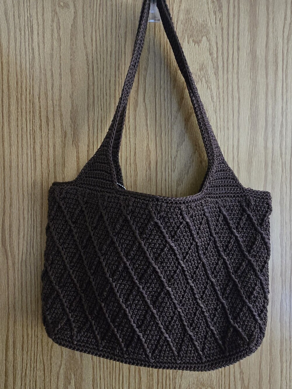 The Sak Shoulder Bag Brown Diamond Crochet Knit Double Strap Boho - Picture 5 of 10